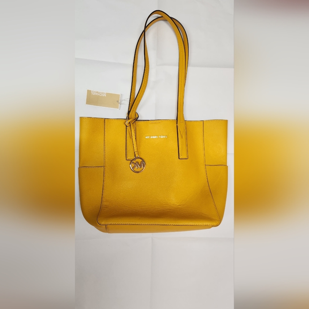 Michael Kors Yellow Leather Tote with Structured Design